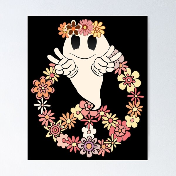 Item preview, Cute Retro Ghost Peace Sign  designed and sold by DanysWorld.