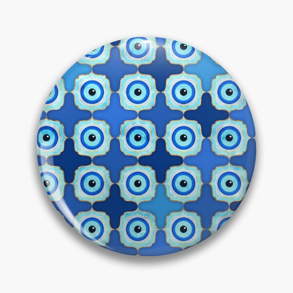 Item preview, Evil Eye Tile Pattern -  Blue glass and silver designed and sold by k9printart.