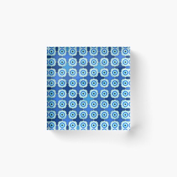 Item preview, Evil Eye Tile Pattern -  Blue glass and silver designed and sold by k9printart.