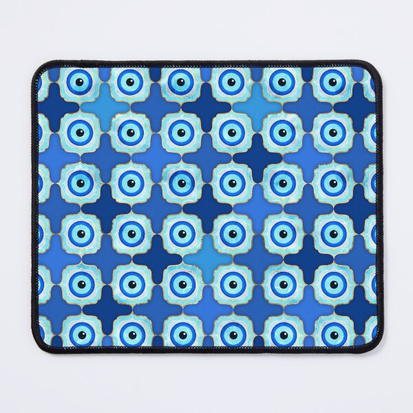 Item preview, Evil Eye Tile Pattern -  Blue glass and silver designed and sold by k9printart.