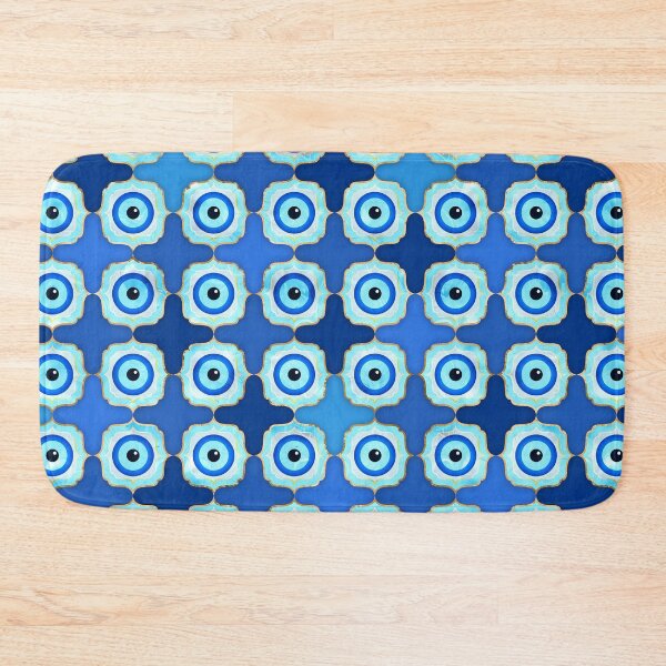 Item preview, Evil Eye Tile Pattern -  Blue glass and silver designed and sold by k9printart.