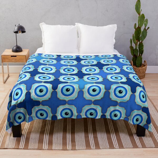 Item preview, Evil Eye Tile Pattern - Blue glass and silver designed and sold by k9printart.