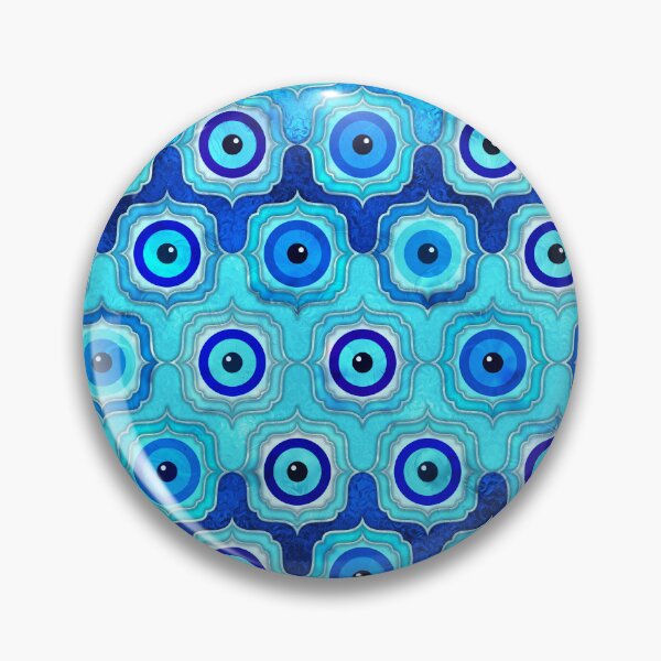 Item preview, Evil Eye Tile Pattern -  Blue glass and silver designed and sold by k9printart.