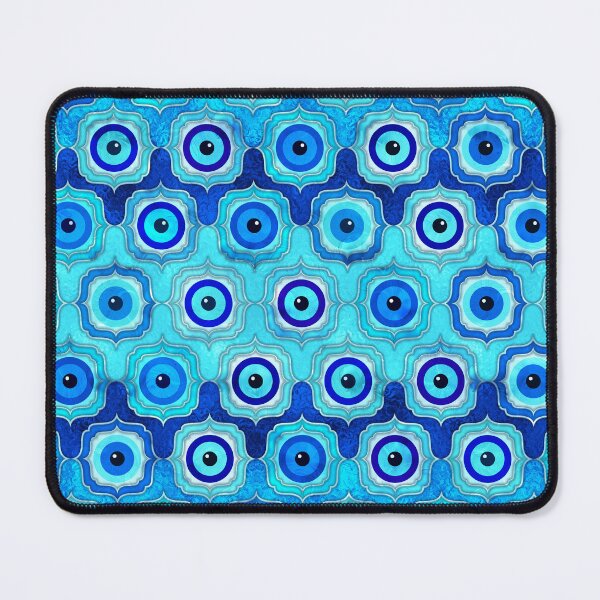Item preview, Evil Eye Tile Pattern - Blue glass and silver designed and sold by k9printart.