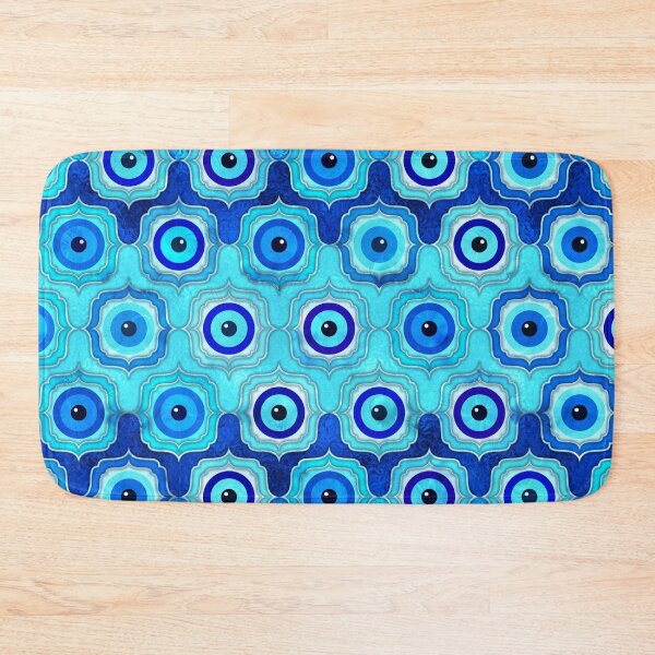 Item preview, Evil Eye Tile Pattern -  Blue glass and silver designed and sold by k9printart.