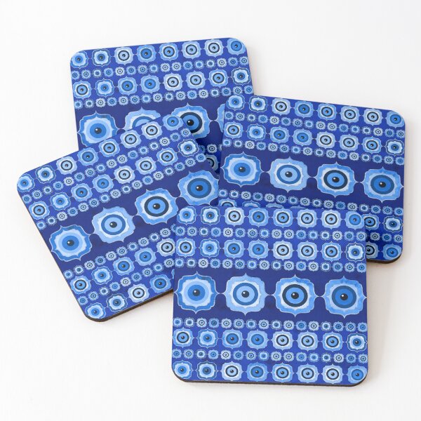 Item preview, Evil Eye Tile Ornament -  Blue glass and silver designed and sold by k9printart.