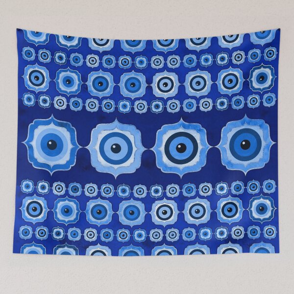 Item preview, Evil Eye Tile Ornament -  Blue glass and silver designed and sold by k9printart.
