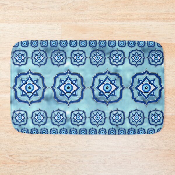 Item preview, Evil Eye Tile Ornament -  Blue glass and silver designed and sold by k9printart.