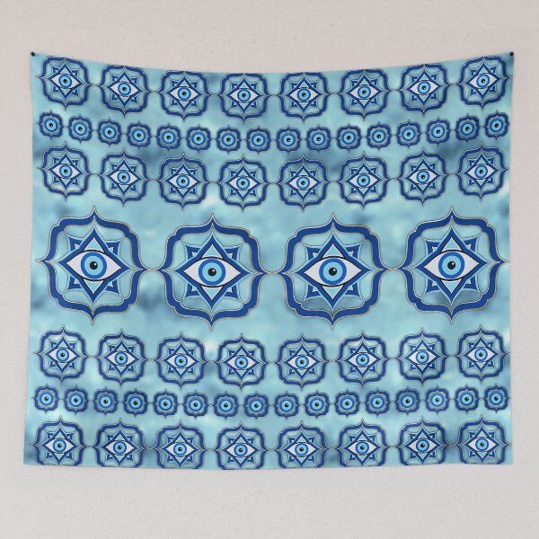 Item preview, Evil Eye Tile Ornament -  Blue glass and silver designed and sold by k9printart.