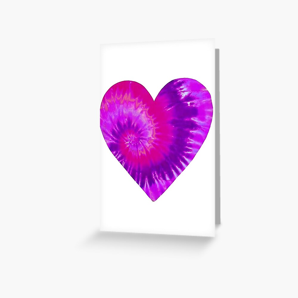 Tie Dye Heart Purple Greeting Card By Delennjadzia Redbubble - neon purple heart roblox