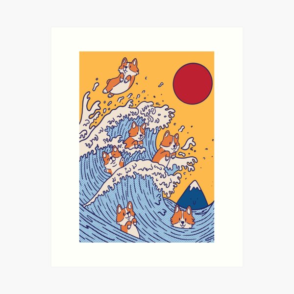Item preview, The great wave of Corgis - Cute Corgi Puppies designed and sold by Paperfly Studio.