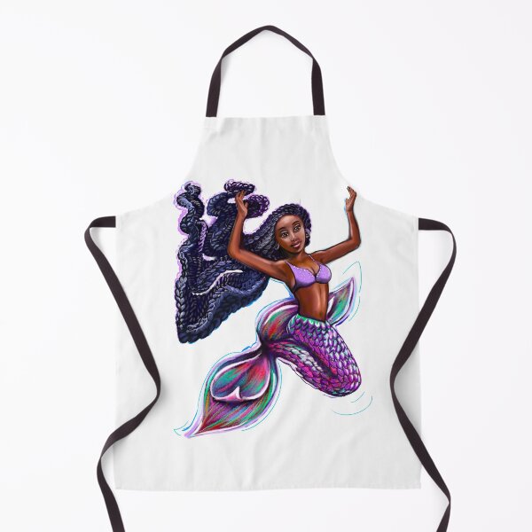 Item preview, mermaid with flowing braids 4, brown eyes curly Afro hair and caramel brown skin. Black mermaid designed and sold by Artonmytee.