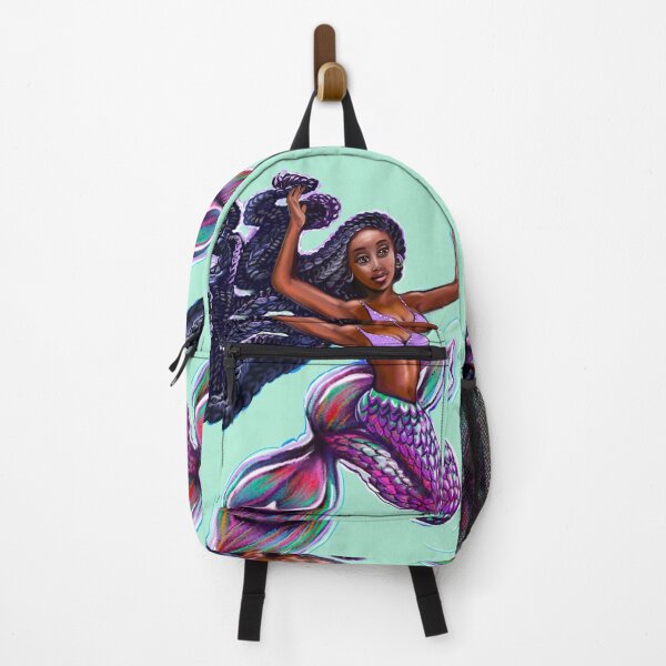 Item preview, mermaid with flowing braids 4, brown eyes curly Afro hair and caramel brown skin. Black mermaid designed and sold by Artonmytee.