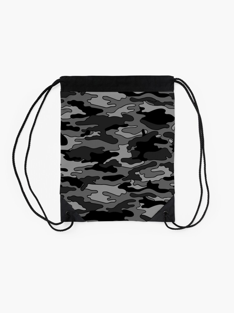 Alternate view of Black & Grey Camouflage Drawstring Bag
