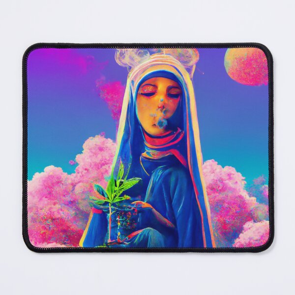 Our Lady of the Clouds - Cosmic Burning Bush 01 - Stoner Virgin Mary in the Sky Mouse Pad