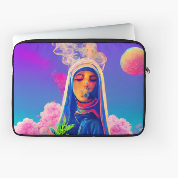 Our Lady of the Clouds - Cosmic Burning Bush 01 - Stoner Virgin Mary in the Sky Laptop Sleeve