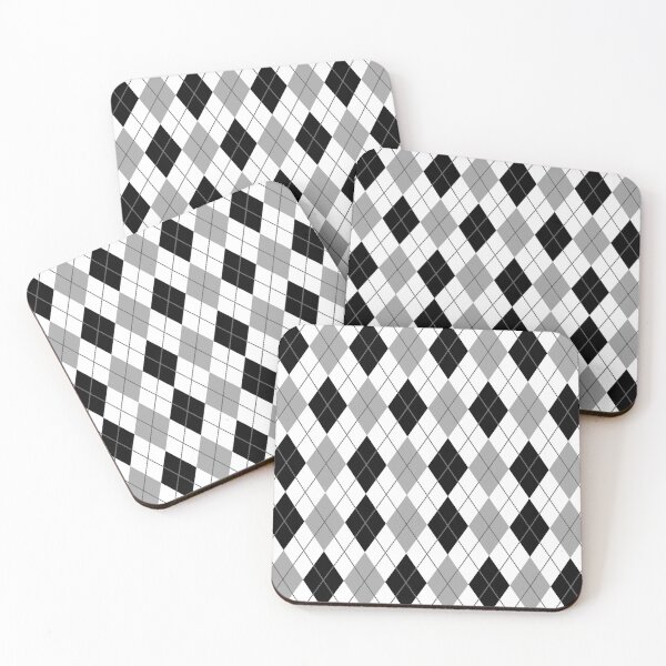 Item preview, Argyle Gingham Diamond Pattern | White Black and Silver designed and sold by PatternMama.