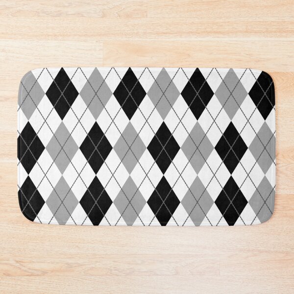 Item preview, Argyle Gingham Diamond Pattern | White Black and Silver designed and sold by PatternMama.