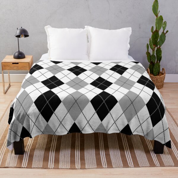 Item preview, Argyle Gingham Diamond Pattern | White Black and Silver designed and sold by PatternMama.