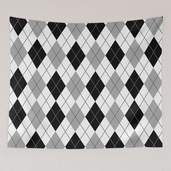 Item preview, Argyle Gingham Diamond Pattern | White Black and Silver designed and sold by PatternMama.