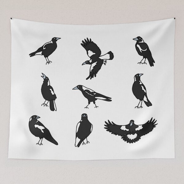 Item preview, Many Magpies on White designed and sold by Digitaldingo.