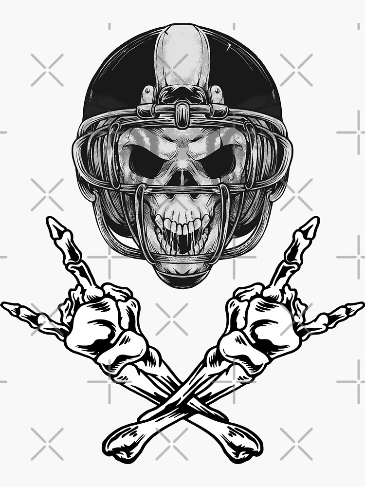 "Football Vintage Helmet skeleton Skull Head " Sticker for Sale by
