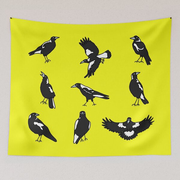 Item preview, Many Magpies on Yellow designed and sold by Digitaldingo.