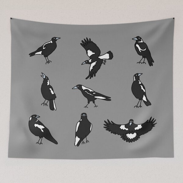 Item preview, Many Magpies on Grey designed and sold by Digitaldingo.