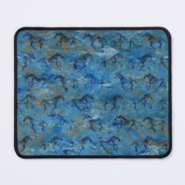 Item preview, Galloping horse 1 to 4 - pattern on blue gold marble background designed and sold by SylvieG18.