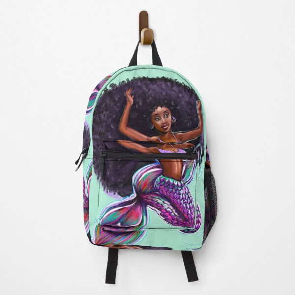 Item preview, mermaid with big Afro underwater, brown eyes curly Afro hair and caramel brown skin. Black mermaid designed and sold by Artonmytee.