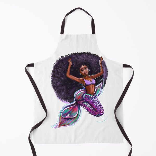 Item preview, mermaid with big Afro underwater, brown eyes curly Afro hair and caramel brown skin. Black mermaid designed and sold by Artonmytee.