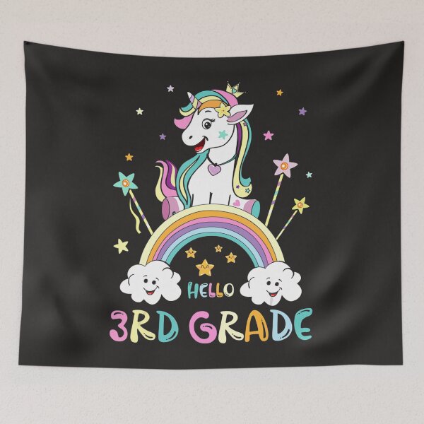 Item preview, Back To School Hello 3rd Grade Rainbow Unicorn Teachers Kids  designed and sold by fawsonpnhamme.