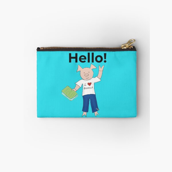 Item preview, Hello!  I love books and reading! Cute introvert pig, blue. Reader designed and sold by PiggingJapan.