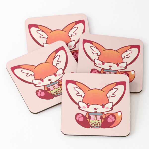 Item preview, Fox bubble tea kawaii cute adorable chibi hand painted designed and sold by · GAMING SOUL ·.
