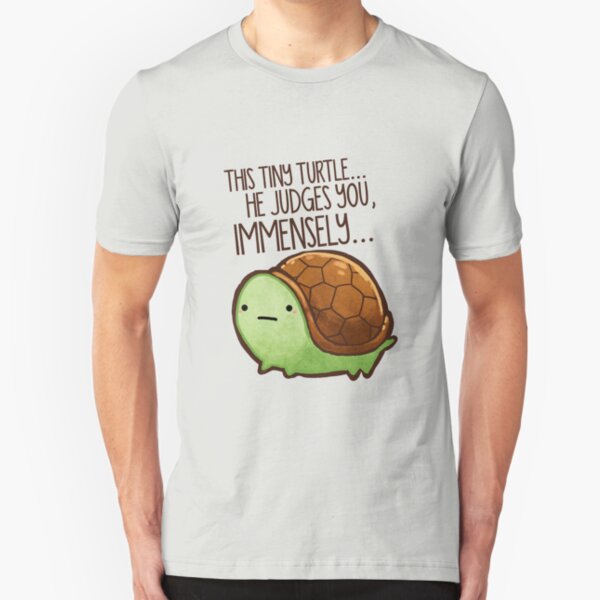 This turtle.. he judges you. Slim Fit T-Shirt