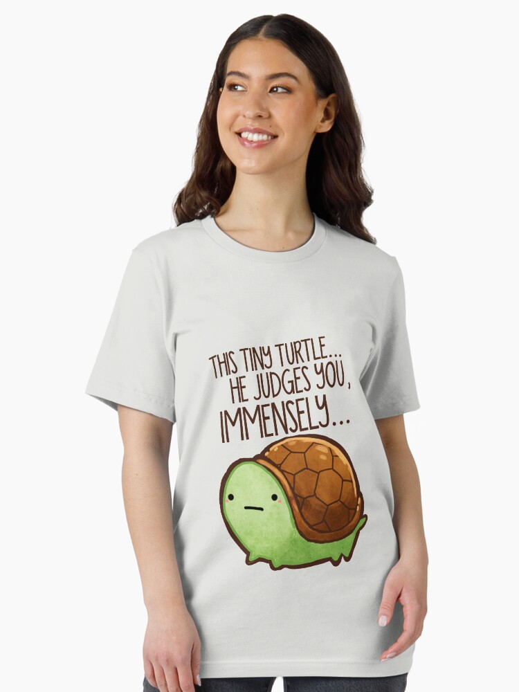 Thumbnail 2 of 7, Essential T-Shirt, This turtle.. he judges you. designed and sold by michelledraws.