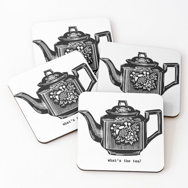 Item preview, What's the Tea Teapot Woodcut Linocut Print designed and sold by Old Soul Vintage .