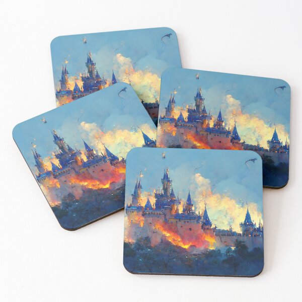Item preview, Magic castle attacked by dragons designed and sold by GeneratedArt.