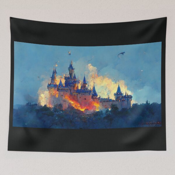 Item preview, Magic castle attacked by dragons designed and sold by GeneratedArt.