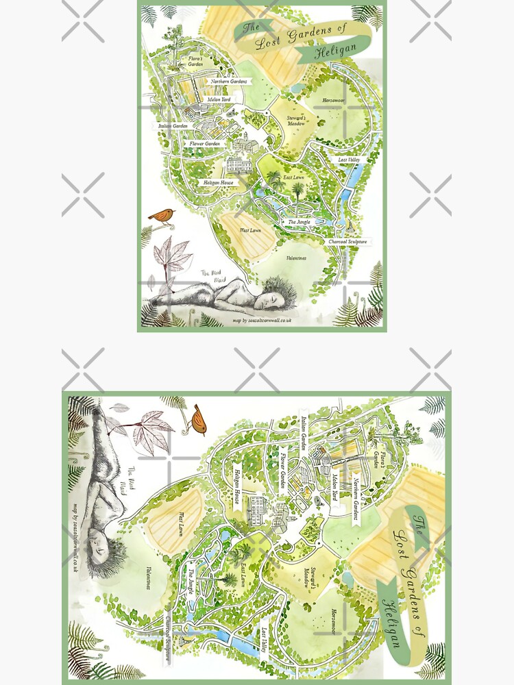 "The Lost Gardens Of Heligan Map" Sticker for Sale by stacyfashion
