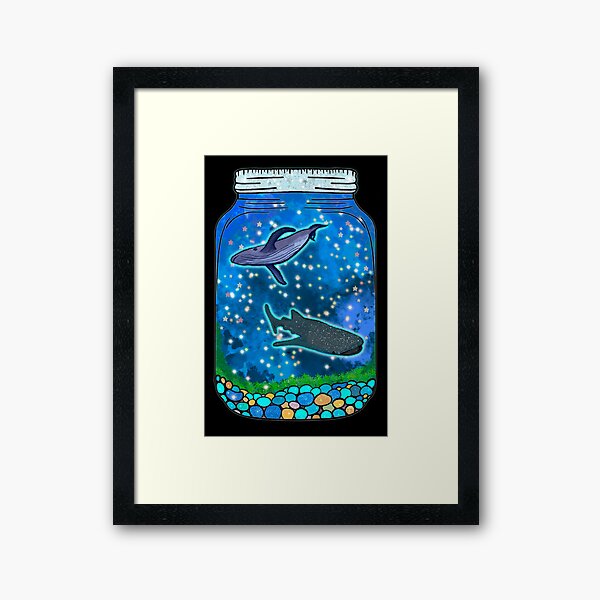 Star Whale Terrarium Blue Sea, Jar No. 10 Framed Art Print