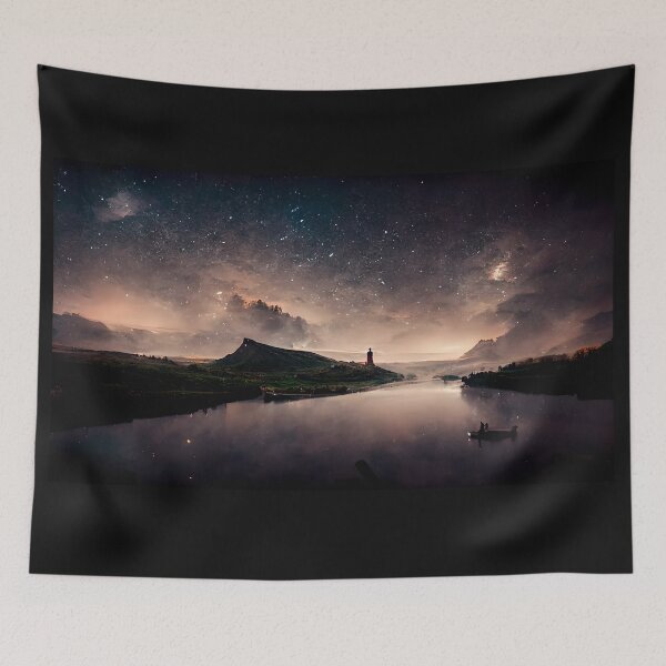 Item preview, Milky way dreamy landscape designed and sold by GeneratedArt.