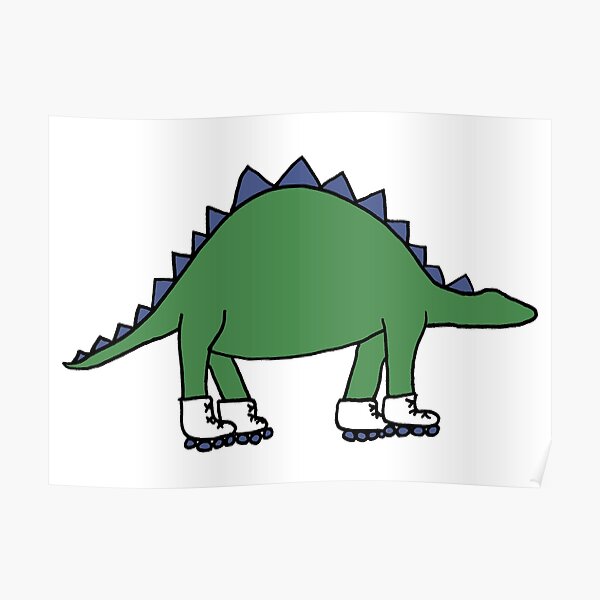Roller Skating Stegosaurus Poster