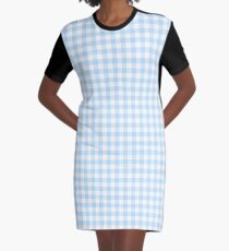 Blauer Gingham T-Shirt Kleid