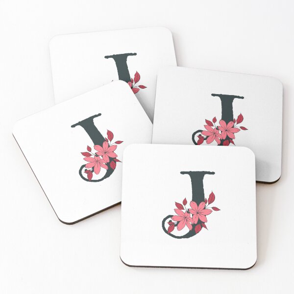Item preview, Pink floral J monogram designed and sold by Coffee Lifestyle.
