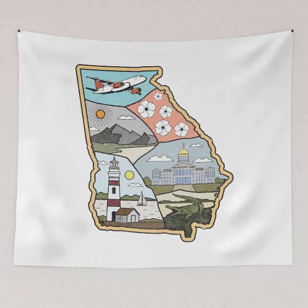 Item preview, Georgia Map - Vintage Atlanta Macon Savannah GA Souvenir designed and sold by merchzy.