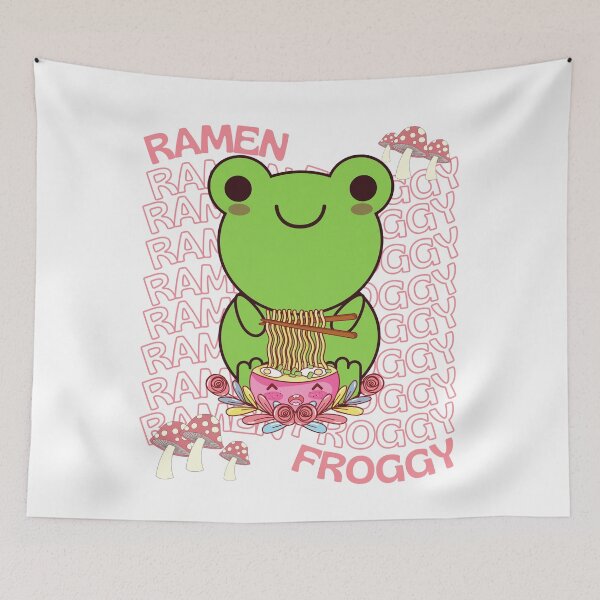 Item preview, Cute Cartoon Kawaii Frog eating Ramen Bowl | adorable Ramen noodles animals | Japanese Kawaii aesthetic | Kawaii Ramen Frog | Froggy Ramen | Chibi kawaii frog and mushrooms designed and sold by Saffire6.
