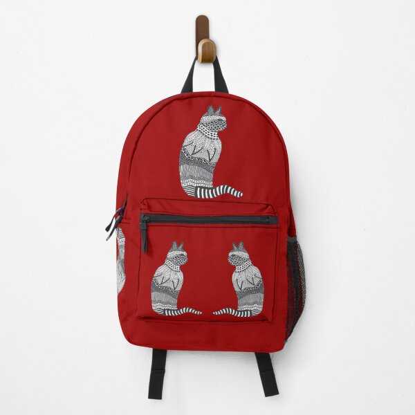 Item preview, Black and White Cat Design on a Red Background designed and sold by Jan Palmer.
