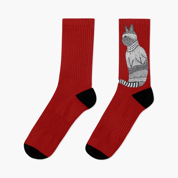 Item preview, Black and White Cat Design on a Red Background designed and sold by Jan Palmer.