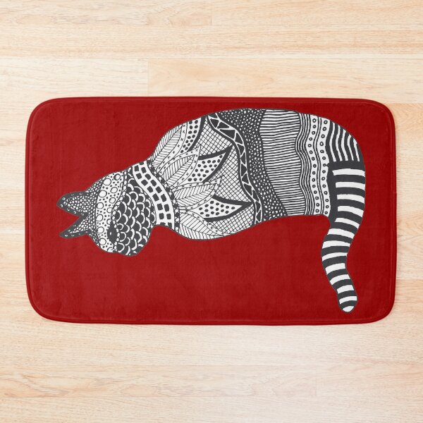Item preview, Black and White Cat Design on a Red Background designed and sold by Jan Palmer.